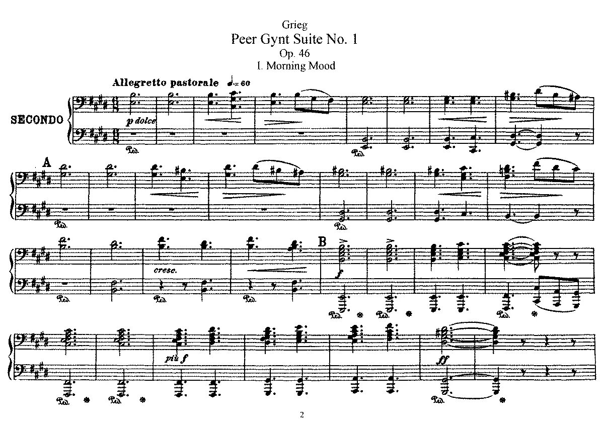 Grieg peer. Григ утро Ноты для фортепиано. Ноты сюита 1 Григ. Григ утро переложение для фортепиано Ноты. Сюита Грига утро Ноты.