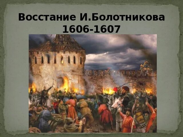 Города центры восстания болотникова. Восстание Болотникова 1606-1607. Повод Восстания Болотникова 1606-1607. Восстание Ивана Болотникова Осада Тулы. Ход Восстания Болотникова 1606-1607.