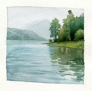 Как нарисовать озеро отражение в воде