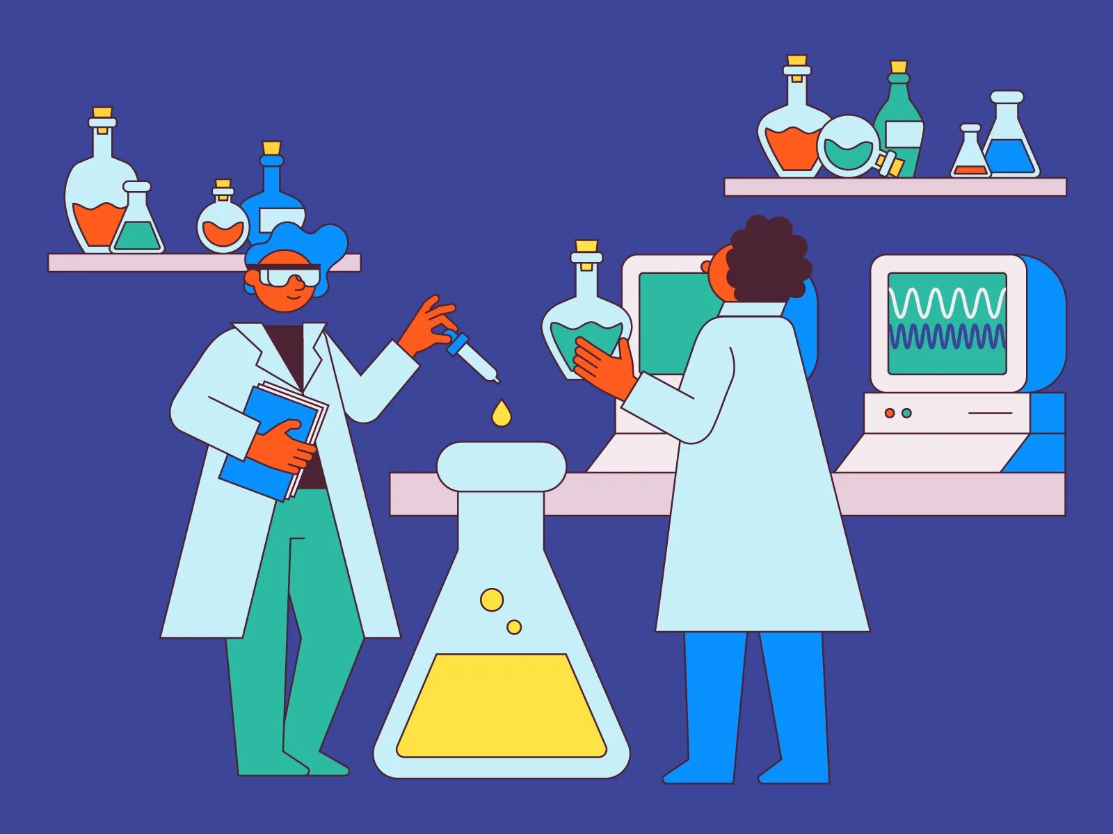 Химия информатика профессия. Лаборатория иллюстрация. химия и компьютер. химия в программировании. химия компьютерного мира.