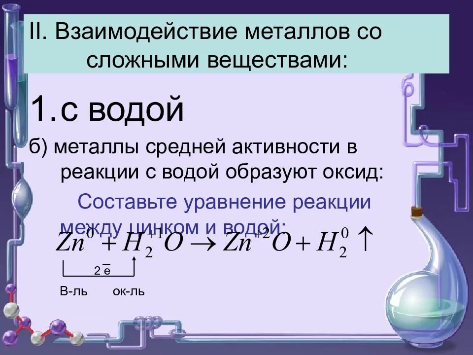 Какой металл при взаимодействии. Взаимодействие металлов с водой уравнение реакции. уравнение реакции металла с металлом. взаимодействие с металлами уравнение реакции. с чем реагируют металлы средней активности.