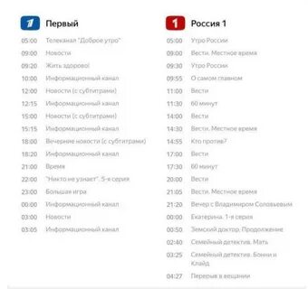 Москва канал расписание