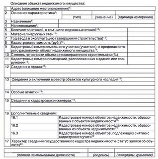 Индивидуальные характеристики объекта недвижимости