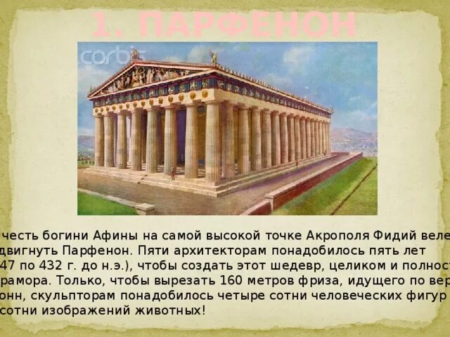 Проект по истории 5 класс древняя греция. Храм Богини Афины Парфенон. Храм Богини Афины Парфенон 5 класс. Парфенон Зодчие Иктин и Калликрат. Сообщение о храме Парфенон в Афинах 5 класс.