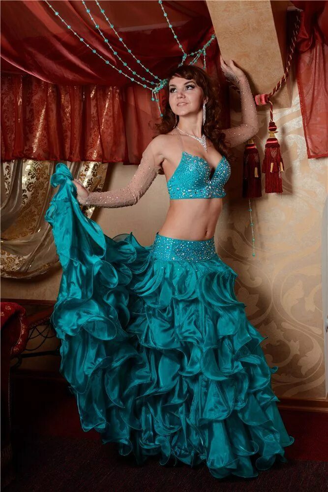 Arabic Sequins Chiffon Skirt Dress Belly Dance Dress Egyptian Costume Dancing Cl