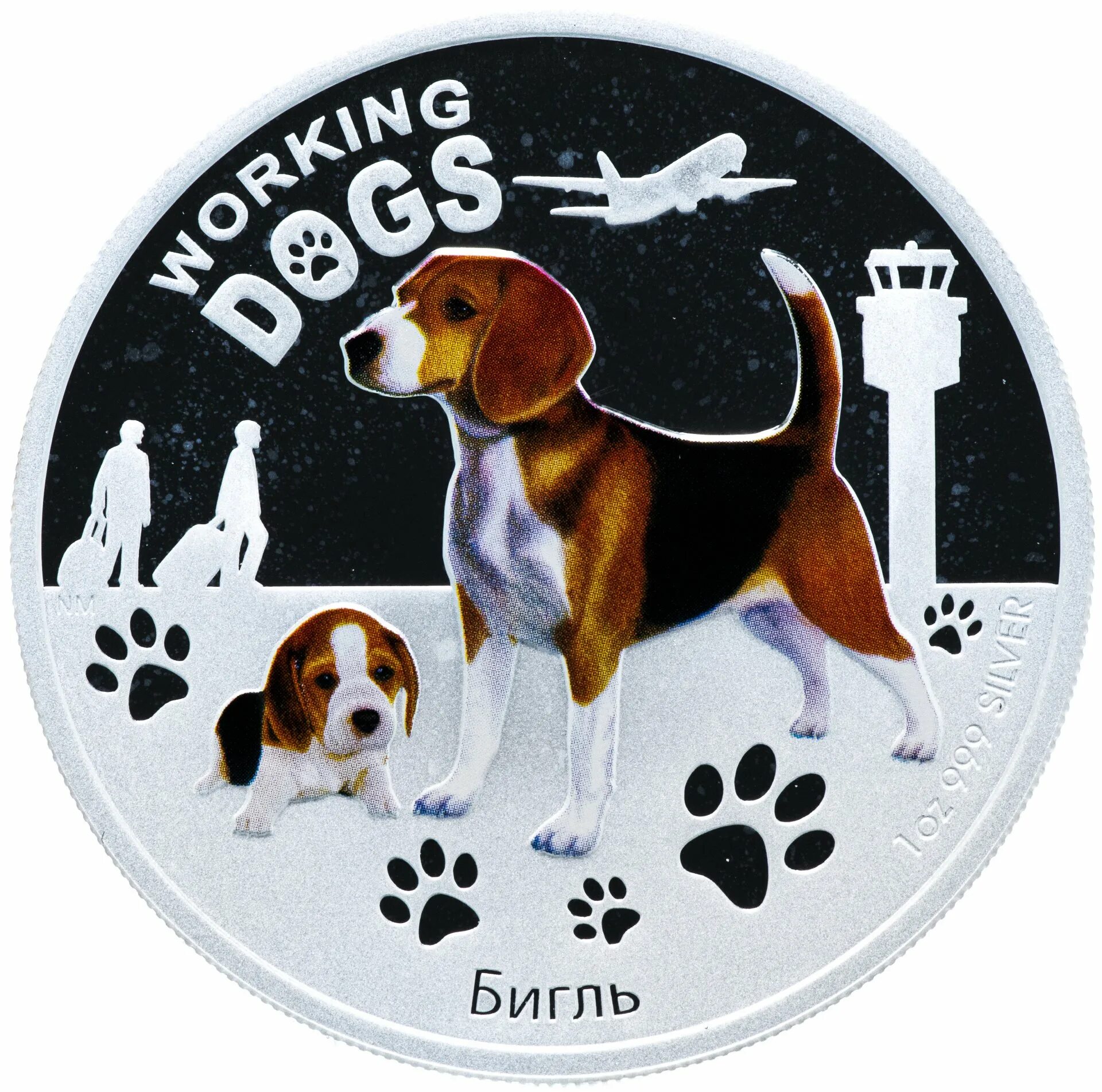 Bendog монета. Тувалу 1 доллар, 2011 рабочие собаки - Бигль. Coin working Dogs 1 Dollar Бигль. Бигль служебная собака. Бигль серебристый.