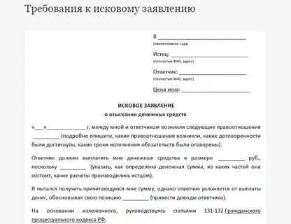 Как пишется исковое заявление образец