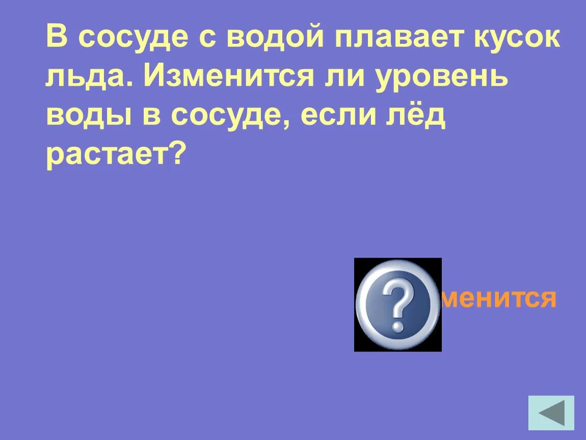 В стакане с водой плавает кусок льда. В сосуде с водой плавает кусок льда. В сосуде с водой водой плавает кусок льда изменится ли уровень воды. Изменится ли уровень воды если лед растает. Если лед растает в стакане изменится ли уровень воды.