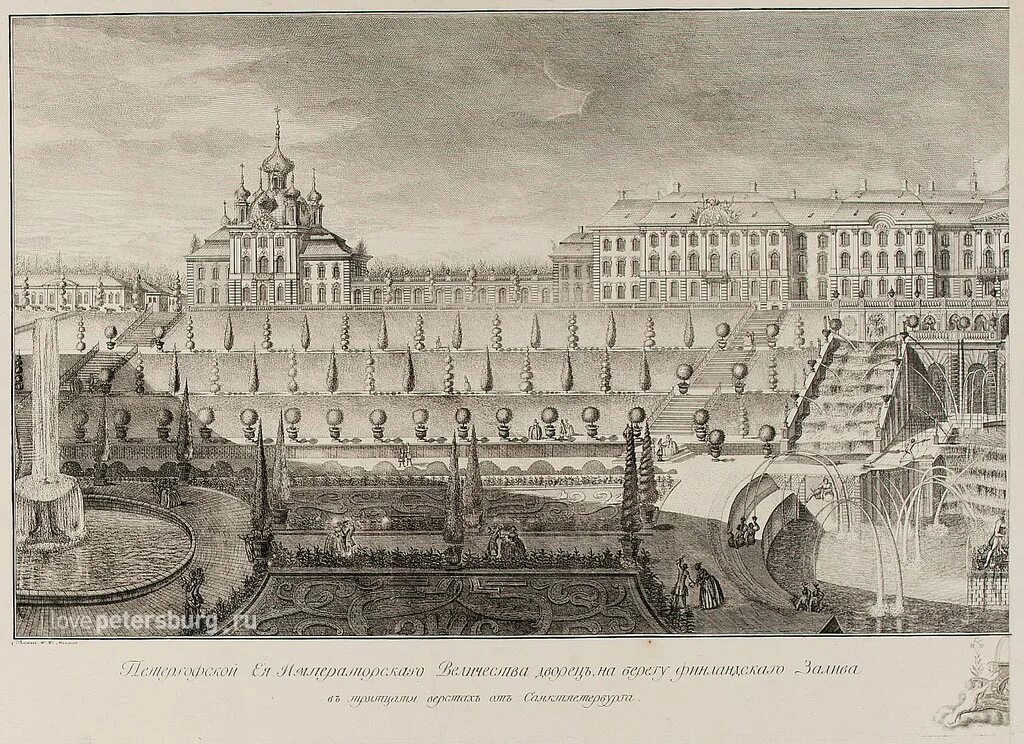 Дворцы построенные петром 1. Большой Петергофский дворец Растрелли 18 век. Петергоф в 1705 году. «Петергофский дворец» Махаев.
