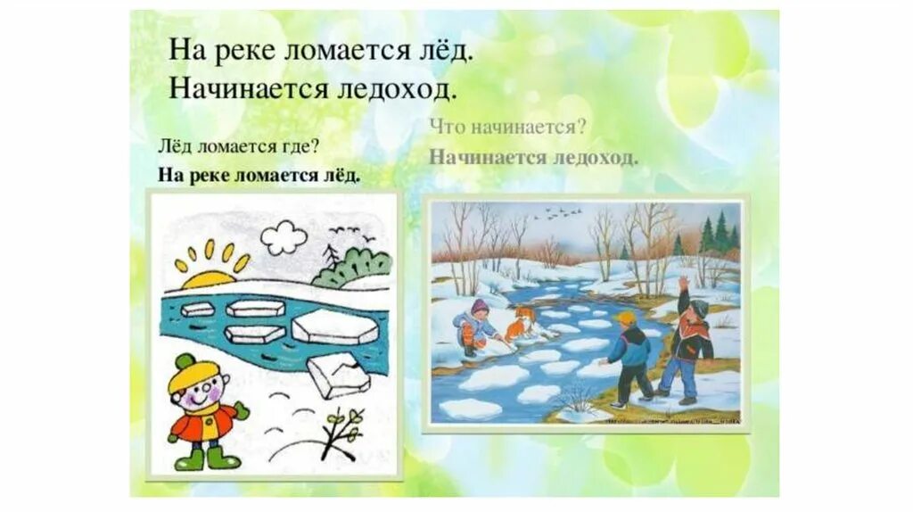 Дошкольники весной. Ледоход лед идет 2 класс русский