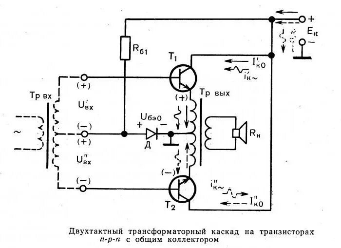 Трансформатор транзистор. Двухтактный усилитель мощности зч на транзисторах.. схема двухтактного усилителя мощности на транзисторах. схема двухтактного трансформаторного усилителя мощности. транзисторный усилитель трансформатор двухтактный схема.