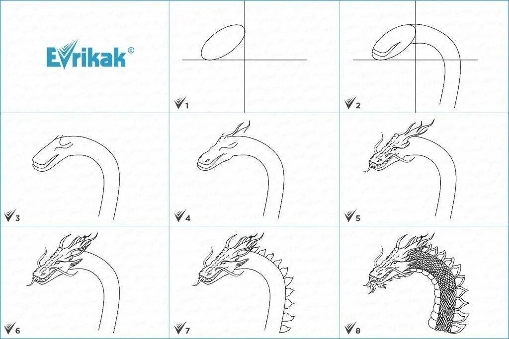Дракон нарисовать легко карандашом для начинающих