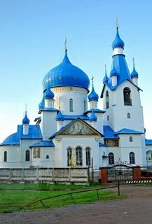 Синий церковь белый