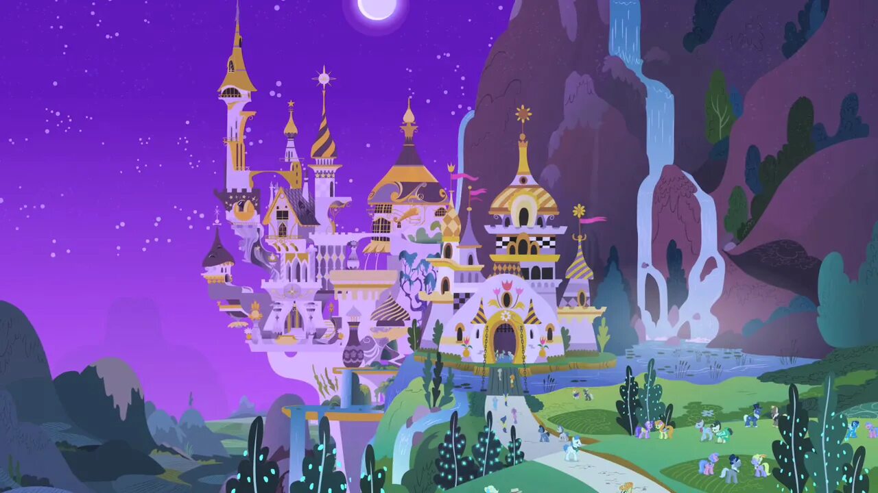 Королевство литл пони. Замок кантерлот my little pony. замок принцессы селестии кантерлот. замок пони принцессы селестии - кантерлот. дворец млп кантерлот.