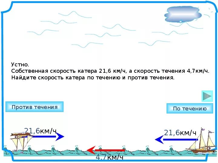 Задача по воде и по воздуху. Задачи на движение по воде. Задачи на скорость по течению. Задачи на движение по воде ОГЭ. Собственная скорость катера.