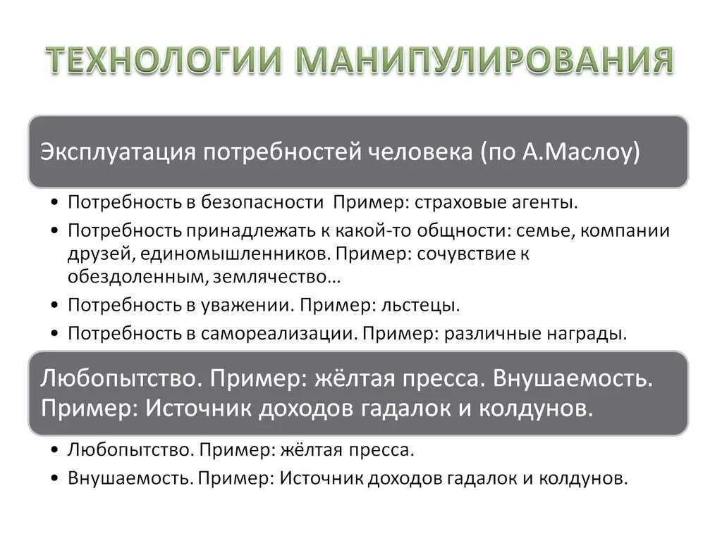 Манипулирование и использование инсайдерской информации. Методы и приемы манипулирования. Методы приёма манипуляции. Методы манипуляции сознанием. Основные приемы манипуляции.