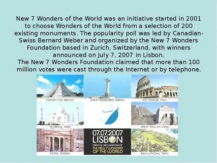 Seven wonders of the world are