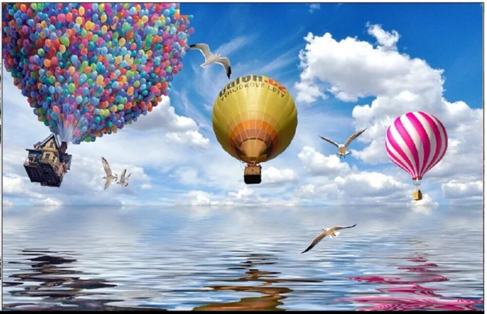 Воздушные шары в небе. Море и воздушные шары. Воздушный шар над морем. Пейзаж с воздушным шаром. Шар над морем
