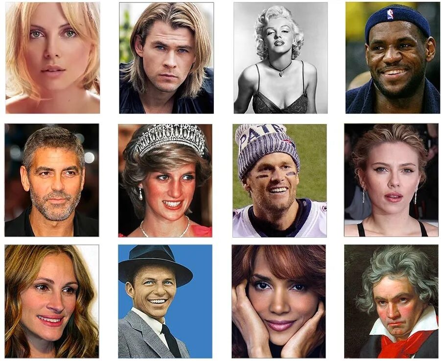 Примеры знаменитых людей. Расы знаменитости. Лица знаменитостей коллаж.