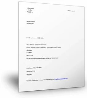 Mustervorlage für die Adressänderung wegen Umzug ⋆ 