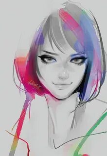 Нарисованная девушка с короткими