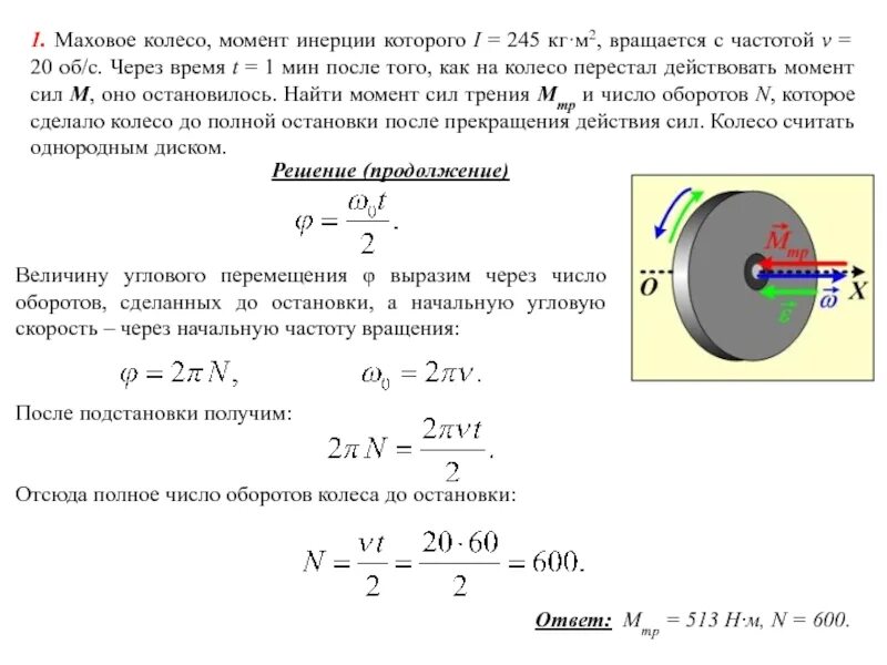 Как найти число оборотов колеса. Момент вращения диска формула. Частота через момент инерции. Момент инерции махового колеса формула. Сколько у двигателя времени