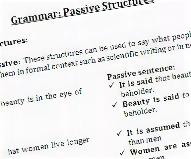 The passive structures. The passive structures