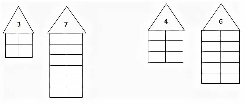 4 и 5 дома пустые. Пустые домики числовой состав чисел. Засели домики состав числа 6. Пустой числовой домик для состава числа 7. Числовые домики для дошкольников.