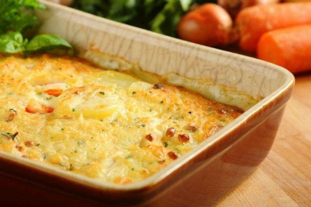 Запеканка минтай с картошкой в духовке