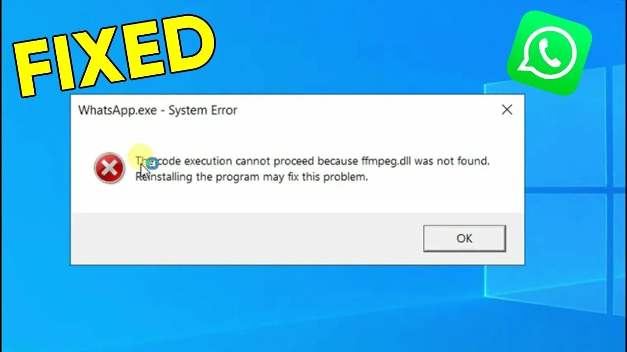 WHATSAPP ехе. WHATSAPP dll. The code execution cannot proceed because. The code execution cannot proceed because mfplat. Dll was not found. Reinstalling the program May Fix this problem.. Reinstalling the application may fix this problem