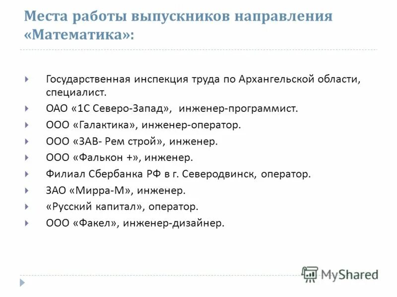 Список тем по направлению