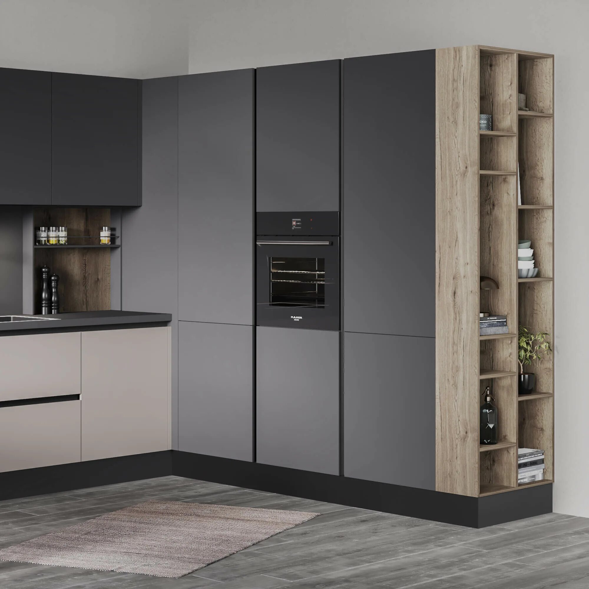 A modern look for your kitchen in the soft neutral tones of cashmere. Perfectly 