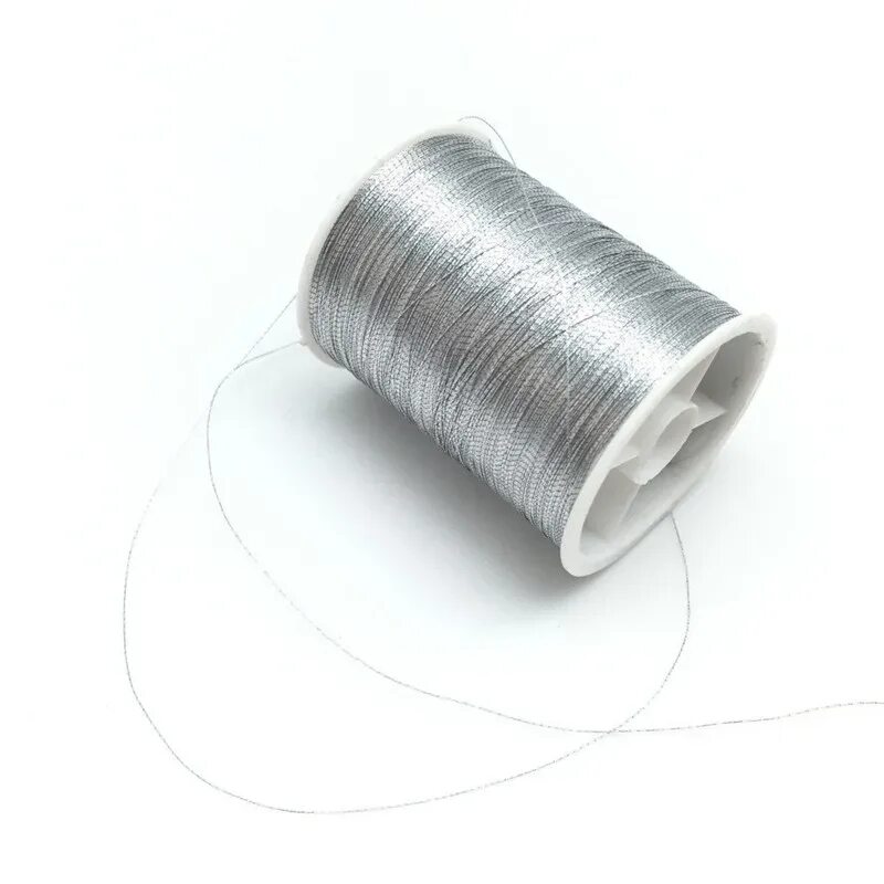 Стальная нитка. Нитки Silver thread. Серебристые нитки для шитья. Металлическая нить для вышивания. Нитки Швейные металлизированные.