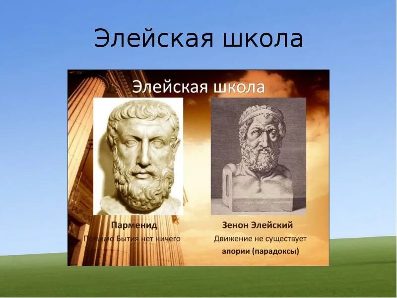 Элейская школа парменид. Мелисс Элейская школа. Философ представитель элейской школы.