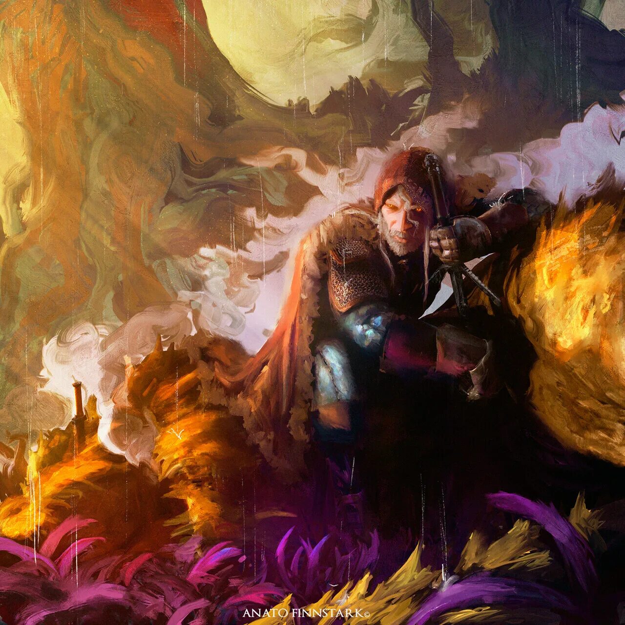 Ведьмак арты. Anato finnstark художник. геральт и торкве. anato finnstark art witcher. ведьмак красивые арты.