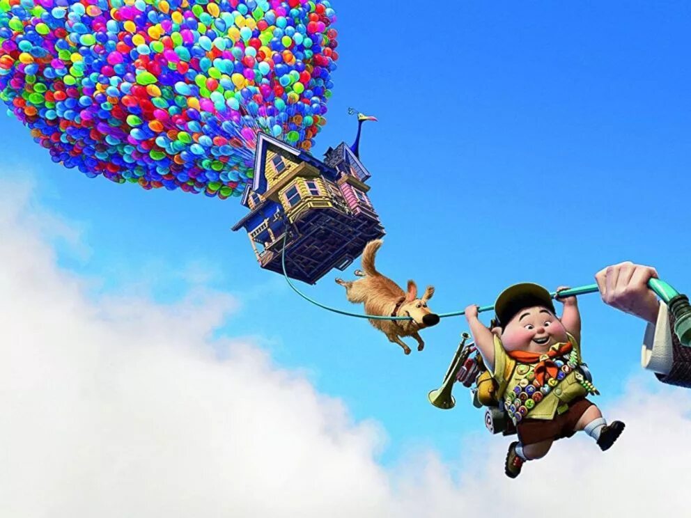 Летающий дом. Летающий дом на шариках. Кадр из мультфильма вверх. Up up student pdf