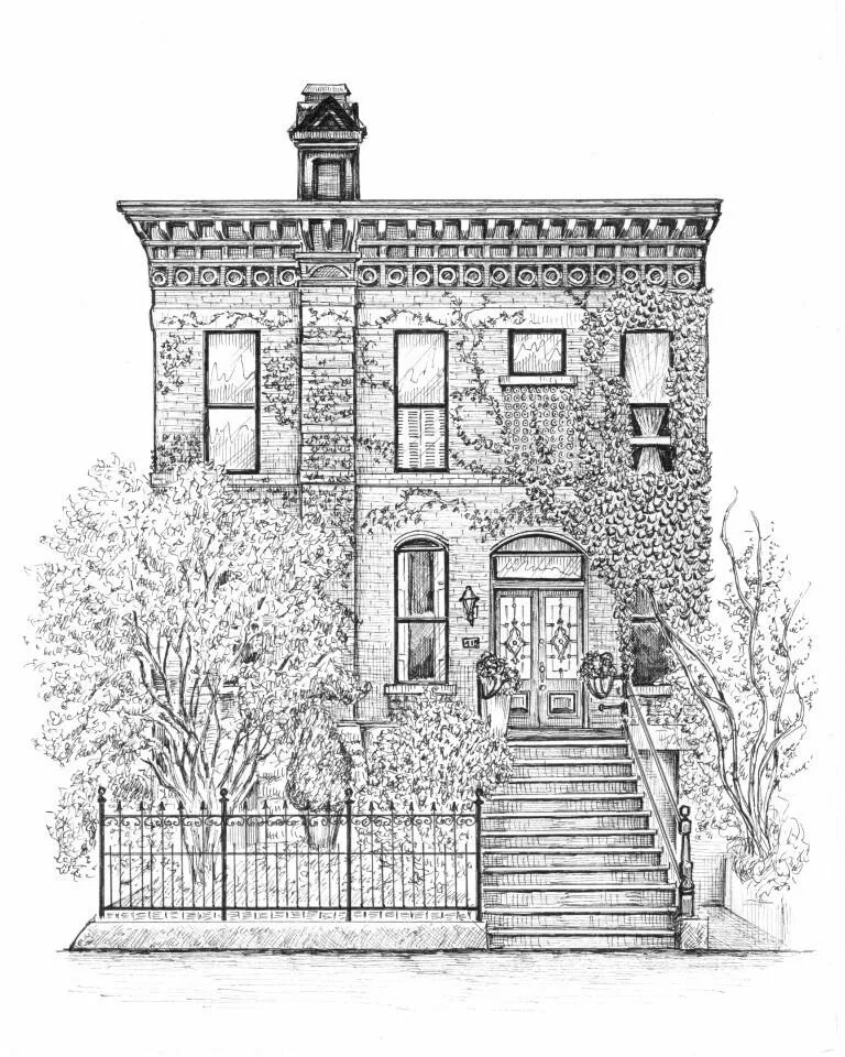 Раскраска лом. Фасады домов в графике. Архитектурные здания карандашом. Здания карандашом. Стилизованный дом.