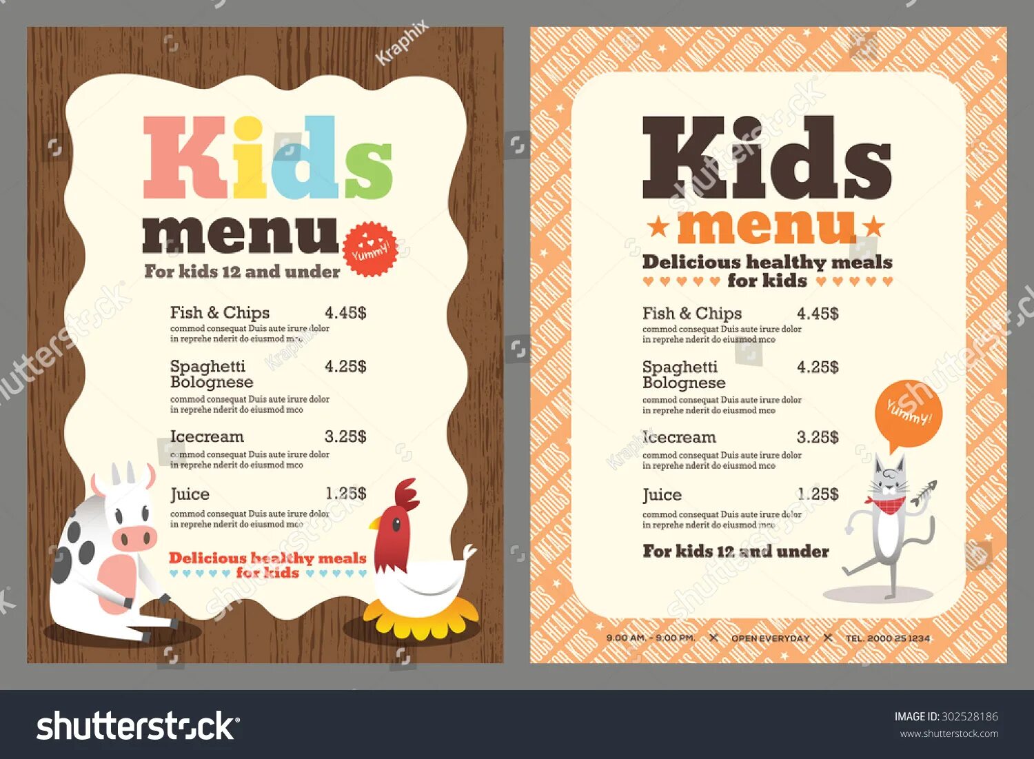 Animals menu
