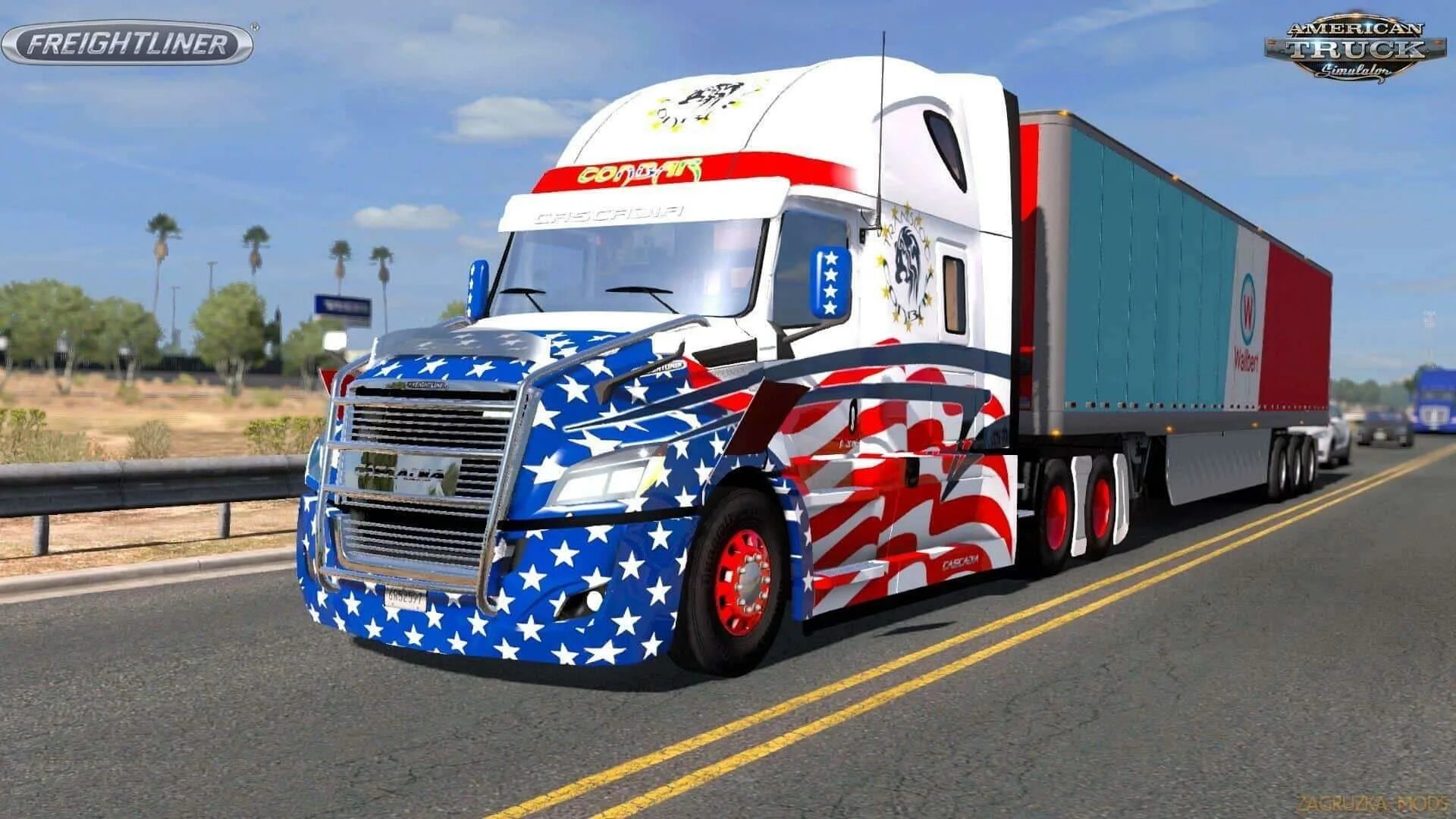 Грузовики для атс 1.49. Freightliner Cascadia ATS. Freightliner Cascadia Truck. Фредлайнер для етс 2. American Truck Simulator freightliner Cascadia.