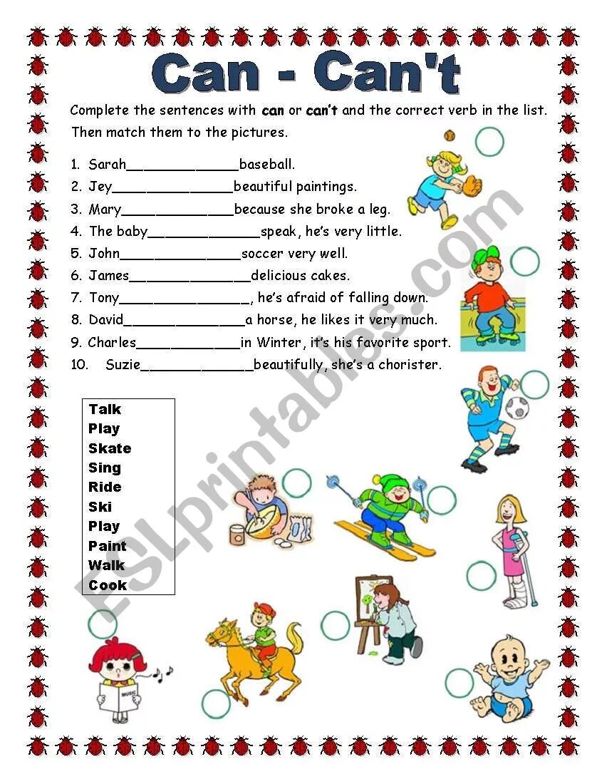 Can can t упражнения 3. Can упражнения для детей. Can упражнения Worksheet. Задания по английскому can/can't. Can can't упражнения.