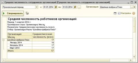 1с зуп 8.3 средняя численность работников