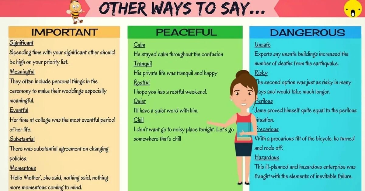 Like ways to say. Other ways to say. Other ways to say said. Other ways to say in other Words. Other ways to say adjectives.