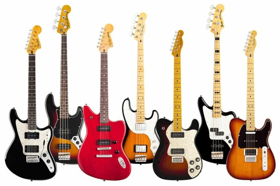 Виды басса. Fender формы бас гитар. Фендер бас гитара 2022 года. Fender 2023. Линейка моделей гитар Фендер.