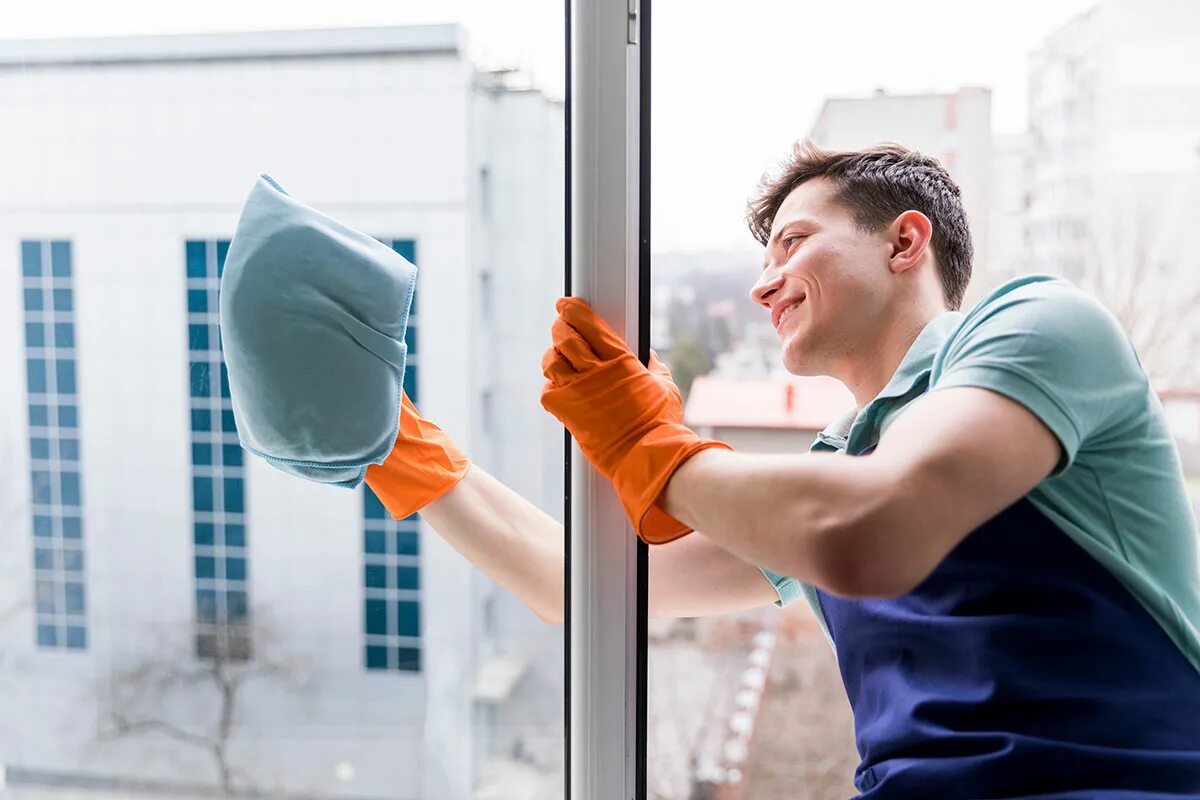 The windows are being cleaned