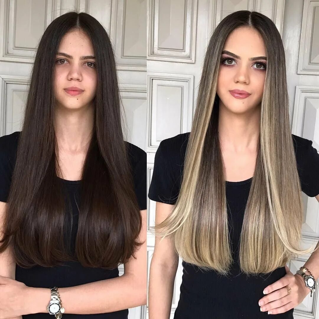 Балаяж на тёмные волосы длинные прямые. Окрашивание на темные волосы длинные прямые. Контуринг окрашивание волос на темные прямые волосы. Контуринг на длинные. Шатуш на темные прямые волосы.