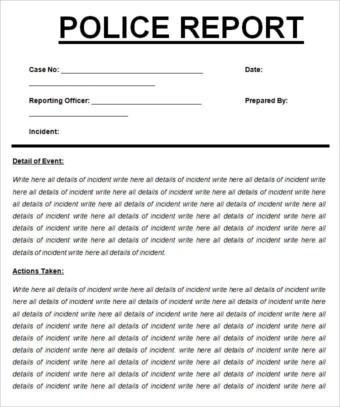 Report files. Police report образец. шаблон police report. police report example. police report usa.