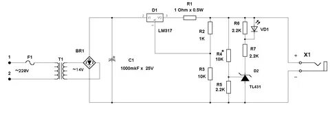 Зарядка на lm317 схема