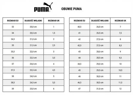 Размерная сетка пума обувь
