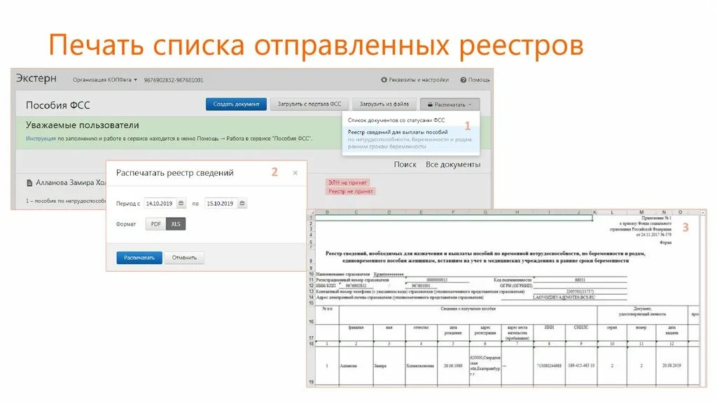 Экстерн документы. Отправить список. Реестр документов от страхователя. Как напечатать реестр. ПВСО ФСС расшифровка что это.