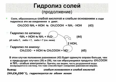 Гидролиз сульфита калия обратимая